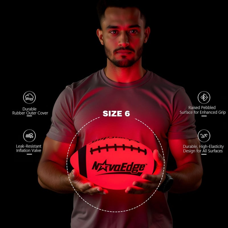 NovaEdge Glow in The Dark Sports Ball | USB-C Rechargeable LED Light-Up for Night, Regular Play by Day | Choose Football, Basketball or Soccer Ball | for Kids, Teens & Adults - Image 4